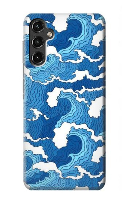 W3901 Vagues esthétiques de l'océan de tempête Etui Coque Housse et Flip Housse Cuir pour Samsung Galaxy A14 5G