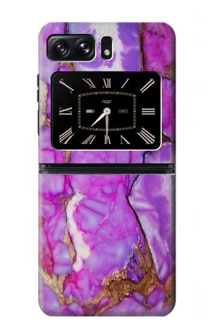 W2907 Violet Turquoise Pierre Etui Coque Housse et Flip Housse Cuir pour Motorola Moto Razr 2022