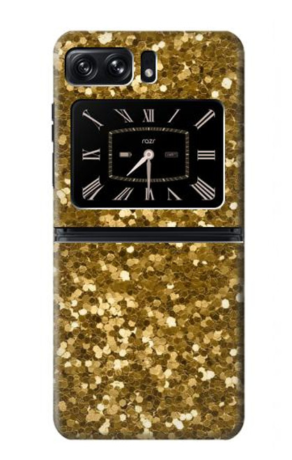 W3388 Imprimer or Glitter Graphic Etui Coque Housse et Flip Housse Cuir pour Motorola Moto Razr 2022