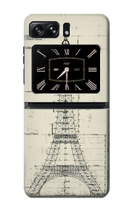 W3474 Dessin Architectural Eiffel Etui Coque Housse et Flip Housse Cuir pour Motorola Moto Razr 2022