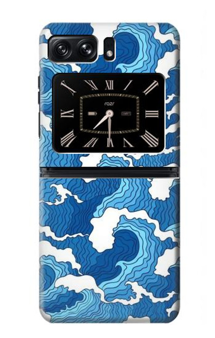 W3901 Vagues esthétiques de l'océan de tempête Etui Coque Housse et Flip Housse Cuir pour Motorola Moto Razr 2022