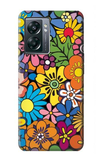 W3281 Motif coloré Hippie Fleurs Etui Coque Housse et Flip Housse Cuir pour OnePlus Nord N300