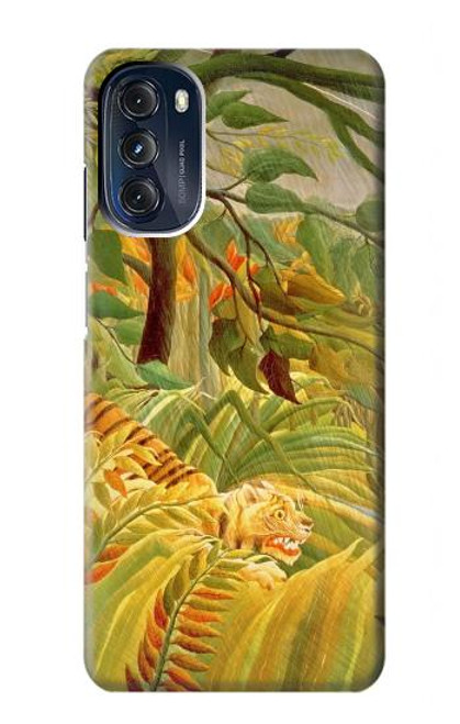 W3344 Henri Rousseau Tigre dans une tempête tropicale Etui Coque Housse et Flip Housse Cuir pour Motorola Moto G 5G (2023)