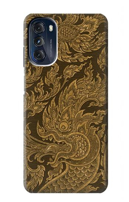 W3382 Art de la peinture thaïlandaise Naga Etui Coque Housse et Flip Housse Cuir pour Motorola Moto G 5G (2023)