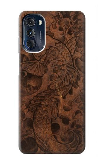 W3405 Graphique poisson Tatouage cuir Imprimer Etui Coque Housse et Flip Housse Cuir pour Motorola Moto G 5G (2023)