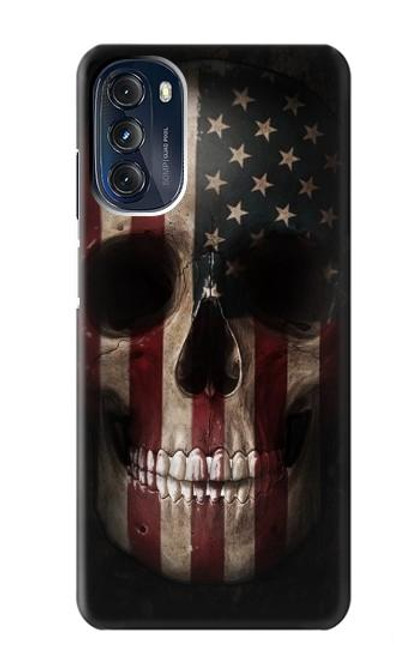 W3850 Crâne de drapeau américain Etui Coque Housse et Flip Housse Cuir pour Motorola Moto G 5G (2023)