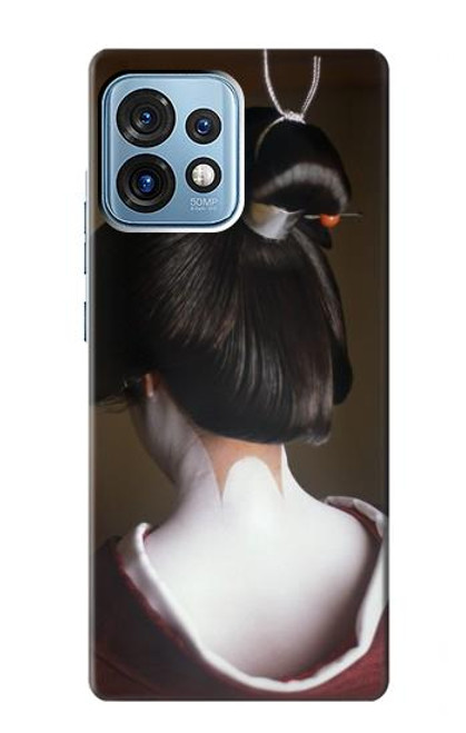 W1337 Japon Geisha Etui Coque Housse et Flip Housse Cuir pour Motorola Edge+ (2023), X40, X40 Pro, Edge 40 Pro