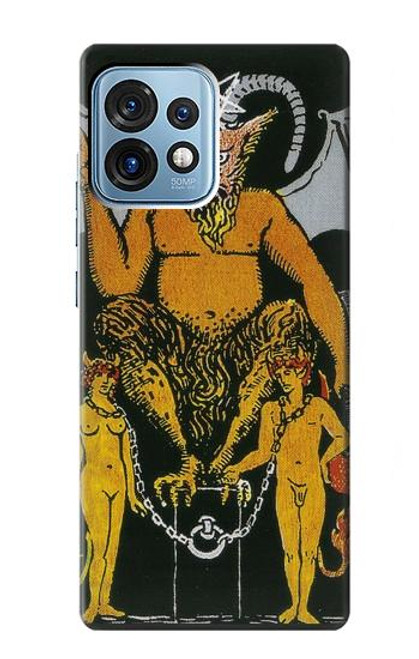 W3740 Carte de tarot le diable Etui Coque Housse et Flip Housse Cuir pour Motorola Edge+ (2023), X40, X40 Pro, Edge 40 Pro