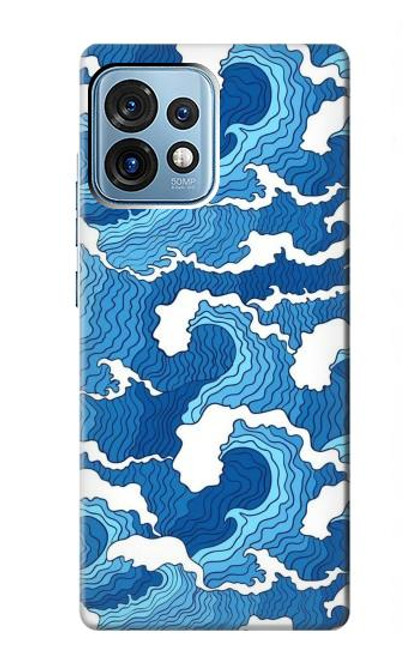 W3901 Vagues esthétiques de l'océan de tempête Etui Coque Housse et Flip Housse Cuir pour Motorola Edge+ (2023), X40, X40 Pro, Edge 40 Pro