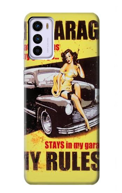 W3198 Mon Garage Afficher fille Etui Coque Housse et Flip Housse Cuir pour Motorola Moto G42