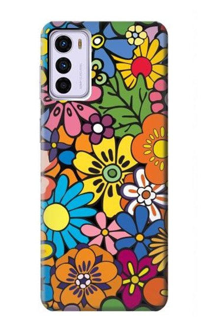 W3281 Motif coloré Hippie Fleurs Etui Coque Housse et Flip Housse Cuir pour Motorola Moto G42