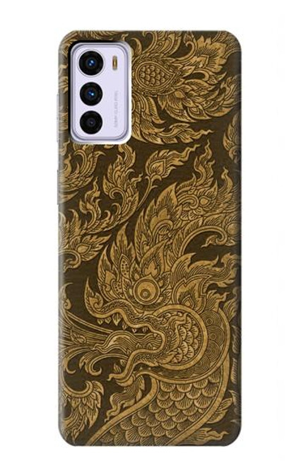 W3382 Art de la peinture thaïlandaise Naga Etui Coque Housse et Flip Housse Cuir pour Motorola Moto G42