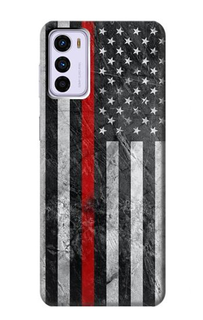 W3687 Drapeau américain de pompier mince ligne rouge Etui Coque Housse et Flip Housse Cuir pour Motorola Moto G42