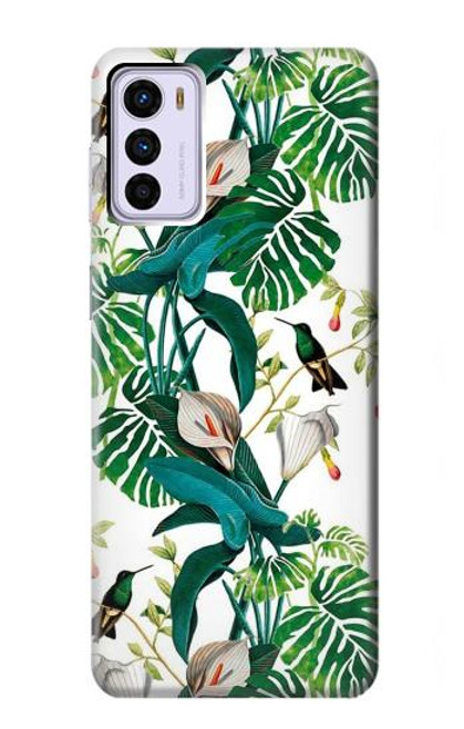 W3697 Oiseaux de la vie des feuilles Etui Coque Housse et Flip Housse Cuir pour Motorola Moto G42