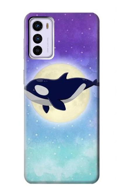 W3807 Killer Whale Orca Lune Pastel Fantaisie Etui Coque Housse et Flip Housse Cuir pour Motorola Moto G42