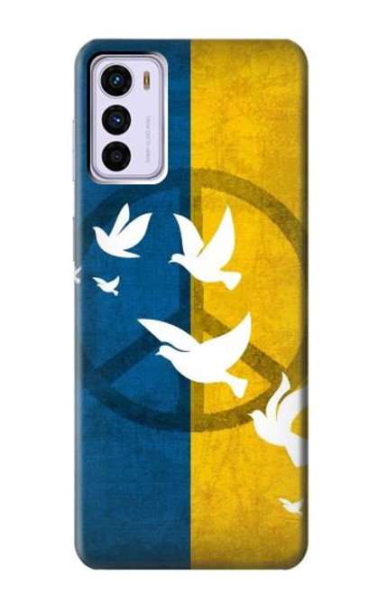 W3857 Colombe de la paix drapeau ukrainien Etui Coque Housse et Flip Housse Cuir pour Motorola Moto G42