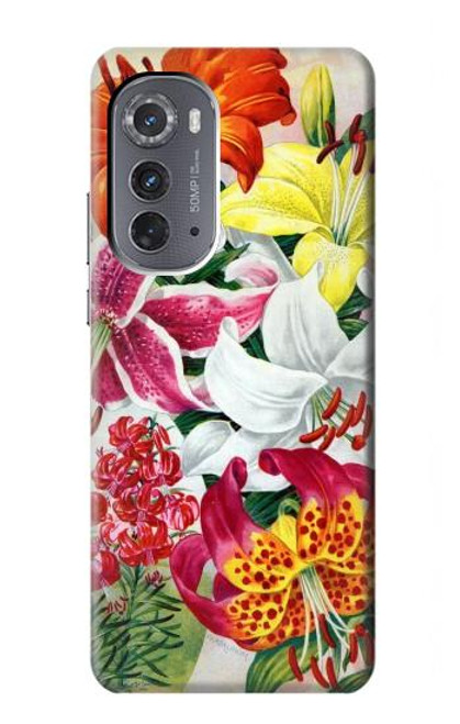 W3205 Fleurs Art Retro Etui Coque Housse et Flip Housse Cuir pour Motorola Edge (2022)