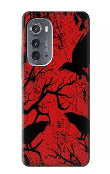 W3325 Corbeau Noir Sang Arbre Etui Coque Housse et Flip Housse Cuir pour Motorola Edge (2022)