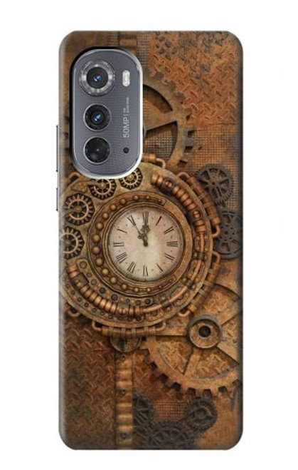 W3401 Horloge vitesse Steampunk Etui Coque Housse et Flip Housse Cuir pour Motorola Edge (2022)