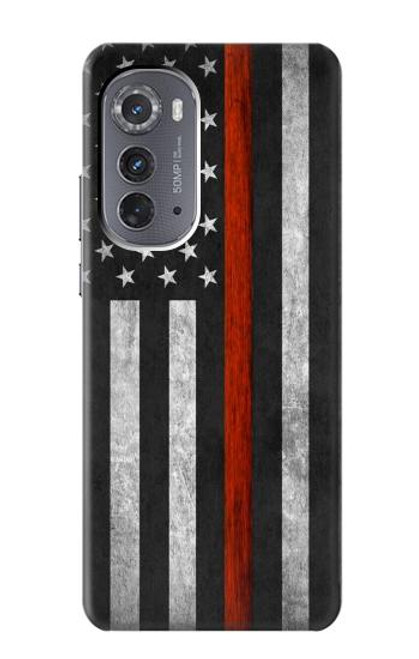 W3472 sapeur pompier Rouge mince ligne Drapeau Etui Coque Housse et Flip Housse Cuir pour Motorola Edge (2022)