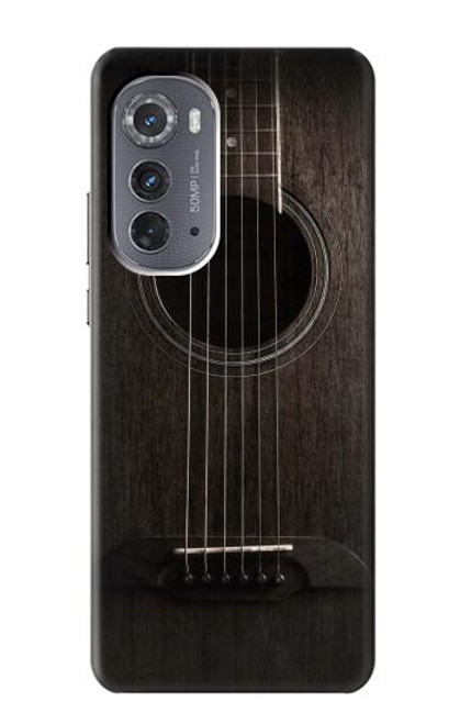 W3834 Guitare noire Old Woods Etui Coque Housse et Flip Housse Cuir pour Motorola Edge (2022)