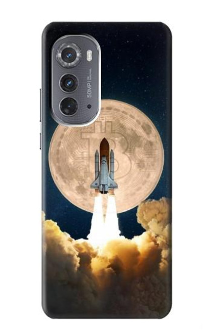 W3859 Bitcoin à la Lune Etui Coque Housse et Flip Housse Cuir pour Motorola Edge (2022)