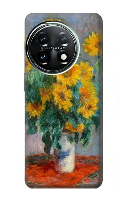 W2937 Claude Monet Bouquet de tournesols Etui Coque Housse et Flip Housse Cuir pour OnePlus 11