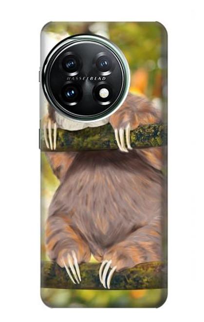 W3138 Peinture mignon bébé Sloth Etui Coque Housse et Flip Housse Cuir pour OnePlus 11