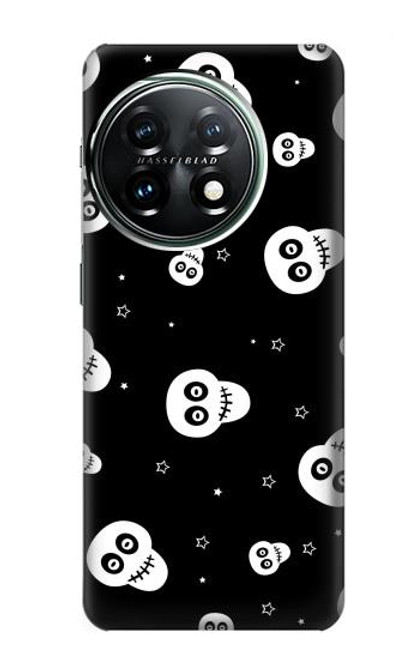 W3261 Sourire Crâne Motif Halloween Etui Coque Housse et Flip Housse Cuir pour OnePlus 11