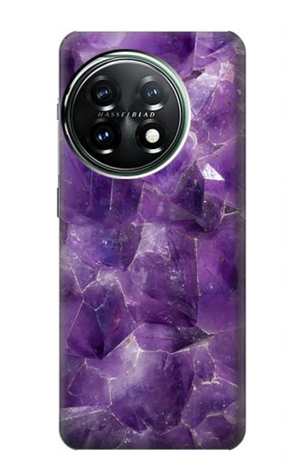 W3713 Graphique violet améthyste à quartz imprimé Etui Coque Housse et Flip Housse Cuir pour OnePlus 11