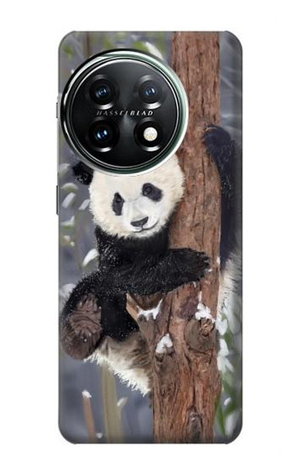 W3793 Peinture de neige mignon bébé panda Etui Coque Housse et Flip Housse Cuir pour OnePlus 11
