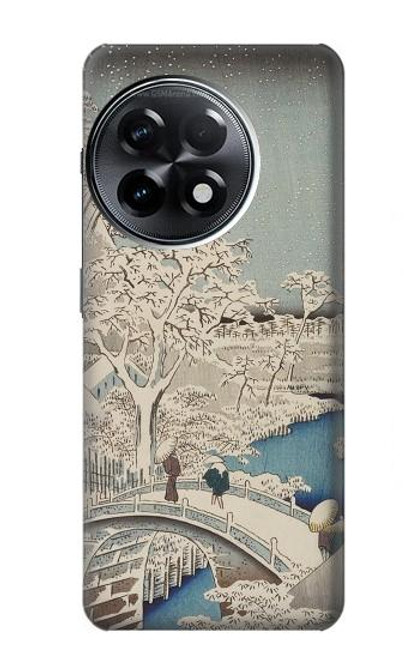 W3350 Utagawa Hiroshige Tambour Pont Yuhi Hill à Meguro Etui Coque Housse et Flip Housse Cuir pour OnePlus 11R