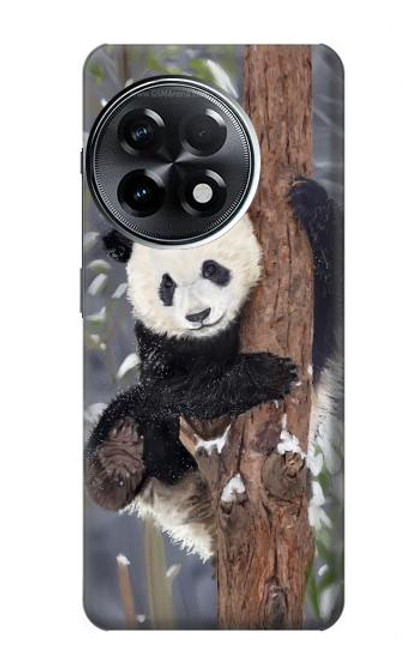 W3793 Peinture de neige mignon bébé panda Etui Coque Housse et Flip Housse Cuir pour OnePlus 11R