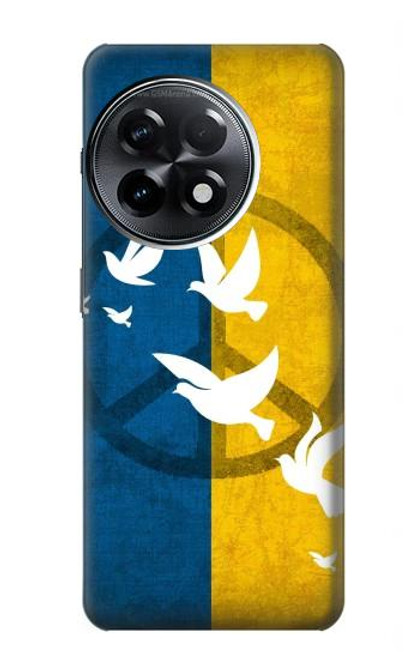 W3857 Colombe de la paix drapeau ukrainien Etui Coque Housse et Flip Housse Cuir pour OnePlus 11R