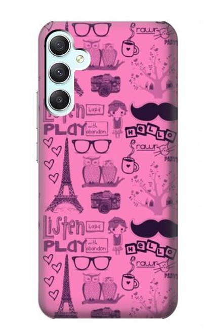 W2885 Paris Rose Etui Coque Housse et Flip Housse Cuir pour Samsung Galaxy A34 5G