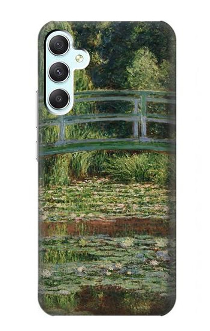 W3674 Claude Monet La passerelle japonaise et la piscine de nénuphars Etui Coque Housse et Flip Housse Cuir pour Samsung Galaxy A34 5G