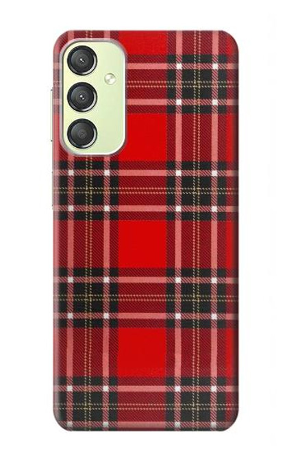 W2374 Motif Tartan Rouge Etui Coque Housse et Flip Housse Cuir pour Samsung Galaxy A24 4G