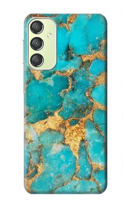 W2906 Aqua Turquoise Pierre Etui Coque Housse et Flip Housse Cuir pour Samsung Galaxy A24 4G