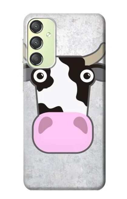 W3257 Vache Dessin animé Etui Coque Housse et Flip Housse Cuir pour Samsung Galaxy A24 4G