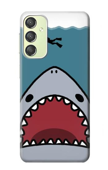 W3825 Plongée en mer de requin de dessin animé Etui Coque Housse et Flip Housse Cuir pour Samsung Galaxy A24 4G