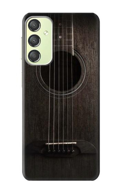 W3834 Guitare noire Old Woods Etui Coque Housse et Flip Housse Cuir pour Samsung Galaxy A24 4G