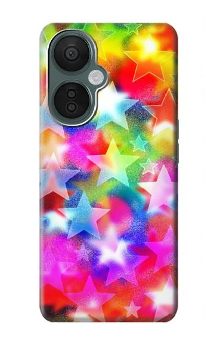 W3292 Coloré Disco étoile Etui Coque Housse et Flip Housse Cuir pour OnePlus Nord CE 3 Lite, Nord N30 5G