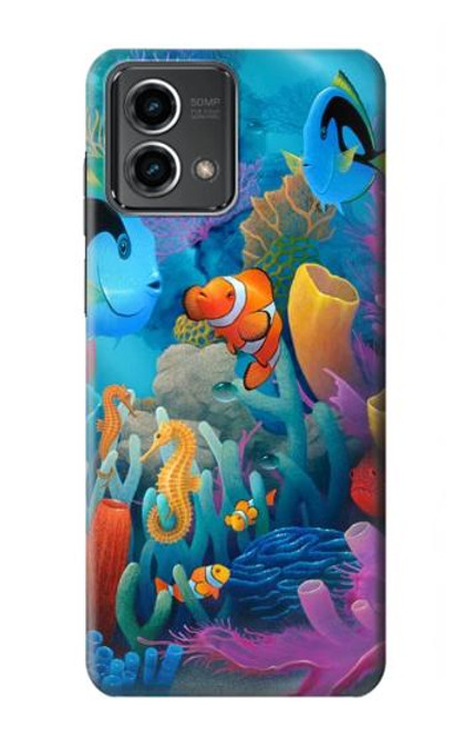 W3227 Monde sous-marin Dessin animé Etui Coque Housse et Flip Housse Cuir pour Motorola Moto G Stylus 5G (2023)