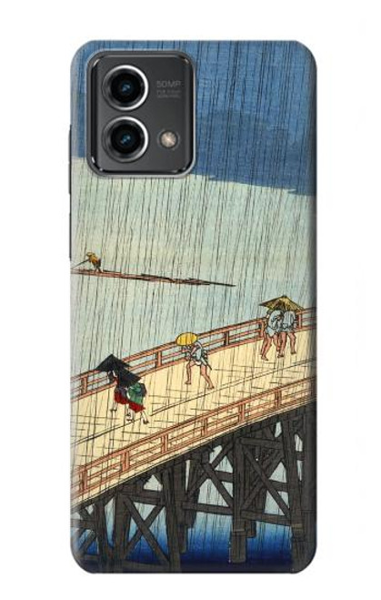 W3347 Utagawa Hiroshige douche soudaine Etui Coque Housse et Flip Housse Cuir pour Motorola Moto G Stylus 5G (2023)