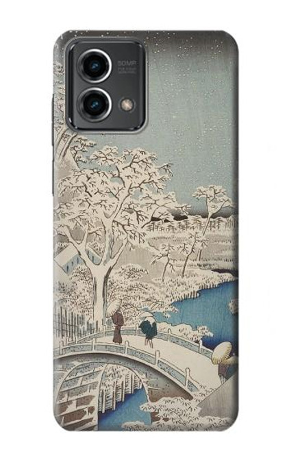 W3350 Utagawa Hiroshige Tambour Pont Yuhi Hill à Meguro Etui Coque Housse et Flip Housse Cuir pour Motorola Moto G Stylus 5G (2023)