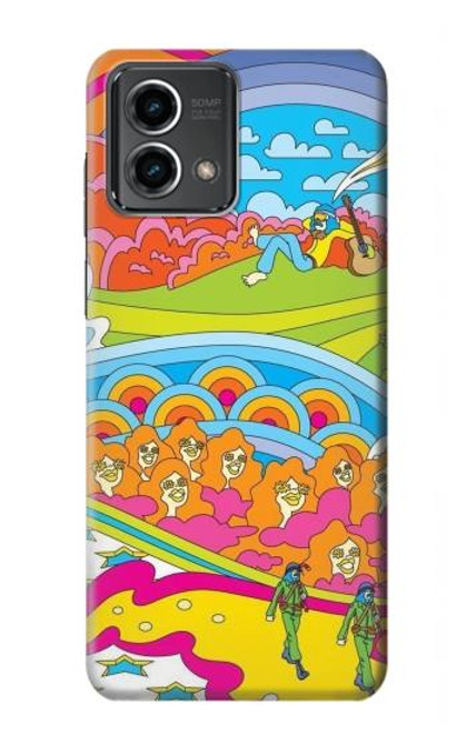 W3407 hippie Art Etui Coque Housse et Flip Housse Cuir pour Motorola Moto G Stylus 5G (2023)