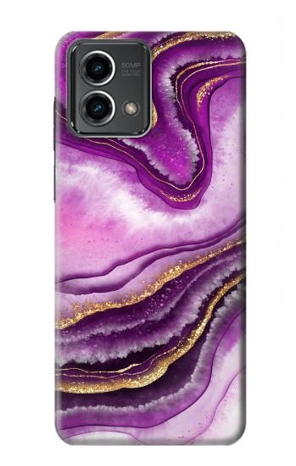 W3896 Stries d'or en marbre violet Etui Coque Housse et Flip Housse Cuir pour Motorola Moto G Stylus 5G (2023)