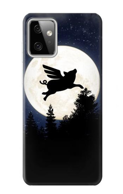 W3289 Cochon Volant Pleine Lune Nuit Etui Coque Housse et Flip Housse Cuir pour Motorola Moto G Power (2023) 5G