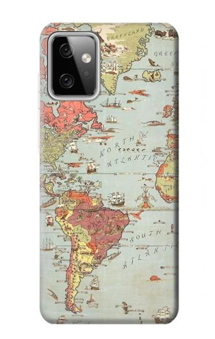 W3418 Carte du monde millésimé Etui Coque Housse et Flip Housse Cuir pour Motorola Moto G Power (2023) 5G