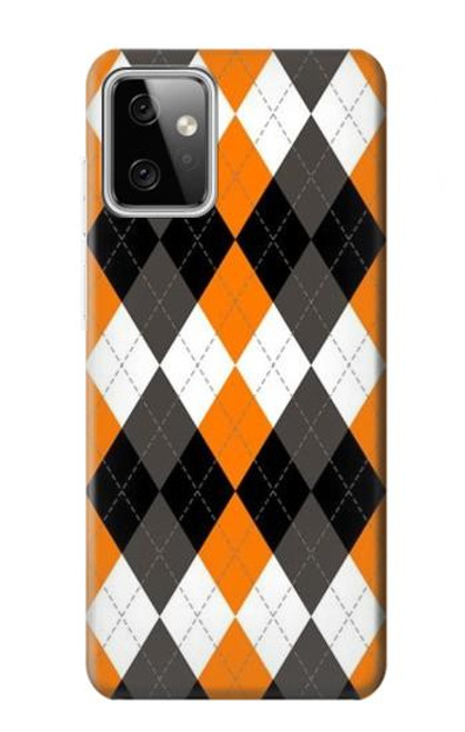 W3421 Noir Orange Blanc Argyle Plaid Etui Coque Housse et Flip Housse Cuir pour Motorola Moto G Power (2023) 5G